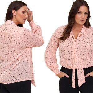 Torrid Chiffon Bow Front Button-Up Long Sleeve Blouse Size 00 / Medium 10